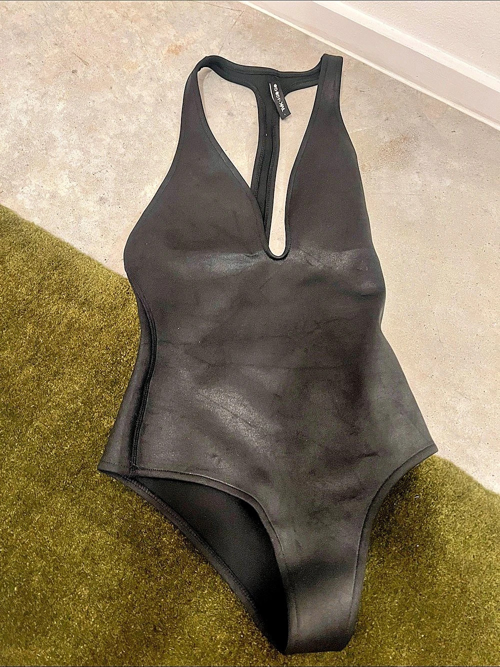 Black Plunge One-Piece Swimsuit